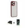 MARSİLYAN™- iPhone 13 Pro Max Kılıf Eksen Doku Prime - Şeffaf 360 Full Body Arka Koruyucu + Raze Metal Kamera Lens - GD
