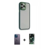 MARSİLYAN™- iPhone 13 Pro Max Kılıf Eksen Doku Prime - Şeffaf 360 Full Body Arka Koruyucu + Neon Fosforlu Kamera Lens - MI