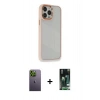 MARSİLYAN™- iPhone 13 Pro Max Kılıf Eksen Doku Prime - Şeffaf 360 Full Body Arka Koruyucu + Neon Fosforlu Kamera Lens - YL