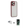 MARSİLYAN™- iPhone 13 Pro Max Kılıf Eksen Doku Prime - Şeffaf 360 Full Body Arka Koruyucu + Pers Alüminyum Kamera Lens - SABE