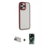MARSİLYAN™- iPhone 13 Pro Max Kılıf Eksen Doku Prime - Şeffaf 360 Full Body Arka Koruyucu + Rainbow Kamera Lens Koruma Cam - MR
