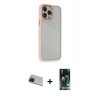 MARSİLYAN™- iPhone 13 Pro Max Kılıf Eksen Doku Prime - Şeffaf 360 Full Body Arka Koruyucu + Rainbow Kamera Lens Koruma Cam - KI
