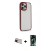 MARSİLYAN™- iPhone 13 Pro Max Kılıf Eksen Doku Prime - Şeffaf 360 Full Body Arka Koruyucu + Rainbow Kamera Lens Koruma Cam - KI
