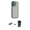 MARSİLYAN™- iPhone 13 Pro Max Kılıf Eksen Doku Prime - Şeffaf 360 Full Body Arka Koruyucu + Renkli Kamera Lens Koruma Cam - TU