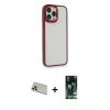 MARSİLYAN™- iPhone 13 Pro Max Kılıf Eksen Doku Prime - Şeffaf 360 Full Body Arka Koruyucu + Rainbow Kamera Lens Koruma Cam - REGD