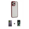 MARSİLYAN™- iPhone 13 Pro Max Kılıf Eksen Doku Prime - Şeffaf 360 Full Body Arka Koruyucu + Neon Fosforlu Kamera Lens - YL