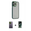MARSİLYAN™- iPhone 13 Pro Max Kılıf Eksen Doku Prime - Şeffaf 360 Full Body Arka Koruyucu + Neon Fosforlu Kamera Lens - YL