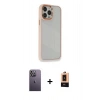 MARSİLYAN™- iPhone 13 Pro Max Kılıf Eksen Doku Prime - Şeffaf Maxco Cam Ekran Koruyucu + Neon Fosforlu Kamera Lens - BZ