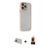 MARSİLYAN™- iPhone 13 Pro Max Kılıf Eksen Doku Prime - Şeffaf Maxco Cam Ekran Koruyucu + Rainbow Kamera Lens Koruma Cam - BZ
