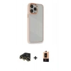 MARSİLYAN™- iPhone 13 Pro Max Kılıf Eksen Doku Prime - Şeffaf Maxco Cam Ekran Koruyucu + Gold Raze Metal Kamera Lens