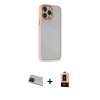 MARSİLYAN™- iPhone 13 Pro Max Kılıf Eksen Doku Prime - Şeffaf Maxco Cam Ekran Koruyucu + Rainbow Kamera Lens Koruma Cam - KI