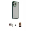 MARSİLYAN™- iPhone 13 Pro Max Kılıf Eksen Doku Prime - Şeffaf Maxco Cam Ekran Koruyucu + Rainbow Kamera Lens Koruma Cam - KI