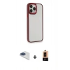 MARSİLYAN™- iPhone 13 Pro Max Kılıf Eksen Doku Prime - Şeffaf Maxco Cam Ekran Koruyucu + Pers Alüminyum Kamera Lens - LT