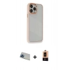 MARSİLYAN™- iPhone 13 Pro Max Kılıf Eksen Doku Prime - Şeffaf Maxco Cam Ekran Koruyucu + Rainbow Kamera Lens Koruma Cam - MI
