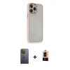 MARSİLYAN™- iPhone 13 Pro Max Kılıf Eksen Doku Prime - Şeffaf Maxco Cam Ekran Koruyucu + Neon Fosforlu Kamera Lens - YL