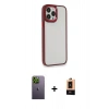 MARSİLYAN™- iPhone 13 Pro Max Kılıf Eksen Doku Prime - Şeffaf Maxco Cam Ekran Koruyucu + Neon Fosforlu Kamera Lens - YL