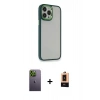 MARSİLYAN™- iPhone 13 Pro Max Kılıf Eksen Doku Prime - Şeffaf Maxco Cam Ekran Koruyucu + Neon Fosforlu Kamera Lens - YL