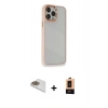 MARSİLYAN™- iPhone 13 Pro Max Kılıf Eksen Doku Prime - Şeffaf Maxco Cam Ekran Koruyucu + Pers Alüminyum Kamera Lens - GD