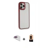 MARSİLYAN™- iPhone 13 Pro Max Kılıf Eksen Doku Prime - Şeffaf Maxco Cam Ekran Koruyucu + Pers Alüminyum Kamera Lens - GI