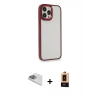 MARSİLYAN™- iPhone 13 Pro Max Kılıf Eksen Doku Prime - Şeffaf Maxco Cam Ekran Koruyucu + Pers Alüminyum Kamera Lens - SABE