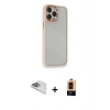 MARSİLYAN™- iPhone 13 Pro Max Kılıf Eksen Doku Prime - Şeffaf Maxco Cam Ekran Koruyucu + Pers Alüminyum Kamera Lens - SABE