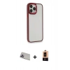 MARSİLYAN™- iPhone 13 Pro Max Kılıf Eksen Doku Prime - Şeffaf Maxco Cam Ekran Koruyucu + Rainbow Kamera Lens Koruma Cam - MR