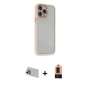 MARSİLYAN™- iPhone 13 Pro Max Kılıf Eksen Doku Prime - Şeffaf Maxco Cam Ekran Koruyucu + Rainbow Kamera Lens Koruma Cam - MR