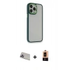 MARSİLYAN™- iPhone 13 Pro Max Kılıf Eksen Doku Prime - Şeffaf Maxco Cam Ekran Koruyucu + Rainbow Kamera Lens Koruma Cam - MR