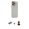 MARSİLYAN™- iPhone 13 Pro Max Kılıf Eksen Doku Prime - Şeffaf Maxco Cam Ekran Koruyucu + Renkli Kamera Lens Koruma Cam - MI