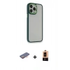 MARSİLYAN™- iPhone 13 Pro Max Kılıf Eksen Doku Prime - Şeffaf Maxco Cam Ekran Koruyucu + Renkli Kamera Lens Koruma Cam - TU