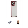 MARSİLYAN™- iPhone 13 Pro Max Kılıf Eksen Doku Prime - Şeffaf Maxco Cam Ekran Koruyucu + Renkli Kamera Lens Koruma Cam - MI