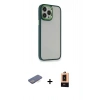 MARSİLYAN™- iPhone 13 Pro Max Kılıf Eksen Doku Prime - Şeffaf Maxco Cam Ekran Koruyucu + Renkli Kamera Lens Koruma Cam - MI