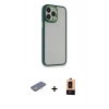 MARSİLYAN™- iPhone 13 Pro Max Kılıf Eksen Doku Prime - Şeffaf Maxco Cam Ekran Koruyucu + Renkli Kamera Lens Koruma Cam - SI