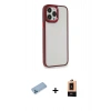 MARSİLYAN™- iPhone 13 Pro Max Kılıf Eksen Doku Prime - Şeffaf Maxco Cam Ekran Koruyucu + Shine Kamera Lens Koruma Cam - MI