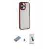 MARSİLYAN™- iPhone 13 Pro Max Kılıf Eksen Doku Prime - Şeffaf Pasifik Cam Ekran Koruyucu + Shine Kamera Lens Koruma Cam - GI