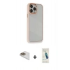 MARSİLYAN™- iPhone 13 Pro Max Kılıf Eksen Doku Prime - Şeffaf Pasifik Cam Ekran Koruyucu + Pers Alüminyum Kamera Lens - GD