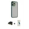 MARSİLYAN™- iPhone 13 Pro Max Kılıf Eksen Doku Prime - Şeffaf Pasifik Cam Ekran Koruyucu + Raze Metal Kamera Lens - GD