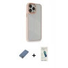 MARSİLYAN™- iPhone 13 Pro Max Kılıf Eksen Doku Prime - Şeffaf Pasifik Cam Ekran Koruyucu + Metal Kamera Lens Koruma Cam - AKYL