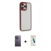 MARSİLYAN™- iPhone 13 Pro Max Kılıf Eksen Doku Prime - Şeffaf Pasifik Cam Ekran Koruyucu + Neon Fosforlu Kamera Lens - BZ