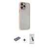 MARSİLYAN™- iPhone 13 Pro Max Kılıf Eksen Doku Prime - Şeffaf Pasifik Cam Ekran Koruyucu + Renkli Kamera Lens Koruma Cam - PE