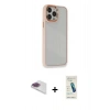 MARSİLYAN™- iPhone 13 Pro Max Kılıf Eksen Doku Prime - Şeffaf Pasifik Cam Ekran Koruyucu + Pers Alüminyum Kamera Lens - GI