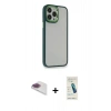 MARSİLYAN™- iPhone 13 Pro Max Kılıf Eksen Doku Prime - Şeffaf Pasifik Cam Ekran Koruyucu + Pers Alüminyum Kamera Lens - GI