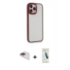 MARSİLYAN™- iPhone 13 Pro Max Kılıf Eksen Doku Prime - Şeffaf Pasifik Cam Ekran Koruyucu + Pers Alüminyum Kamera Lens - GI
