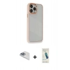 MARSİLYAN™- iPhone 13 Pro Max Kılıf Eksen Doku Prime - Şeffaf Pasifik Cam Ekran Koruyucu + Pers Alüminyum Kamera Lens - SABE