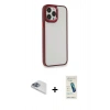 MARSİLYAN™- iPhone 13 Pro Max Kılıf Eksen Doku Prime - Şeffaf Pasifik Cam Ekran Koruyucu + Pers Alüminyum Kamera Lens - SABE