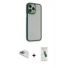 MARSİLYAN™- iPhone 13 Pro Max Kılıf Eksen Doku Prime - Şeffaf Pasifik Cam Ekran Koruyucu + Pers Alüminyum Kamera Lens - SABE