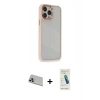 MARSİLYAN™- iPhone 13 Pro Max Kılıf Eksen Doku Prime - Şeffaf Pasifik Cam Ekran Koruyucu + Rainbow Kamera Lens Koruma Cam - MR