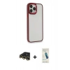 MARSİLYAN™- iPhone 13 Pro Max Kılıf Eksen Doku Prime - Şeffaf Pasifik Cam Ekran Koruyucu + Raze Metal Kamera Lens - GD
