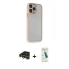 MARSİLYAN™- iPhone 13 Pro Max Kılıf Eksen Doku Prime - Şeffaf Pasifik Cam Ekran Koruyucu + Raze Metal Kamera Lens - GD