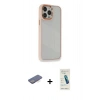 MARSİLYAN™- iPhone 13 Pro Max Kılıf Eksen Doku Prime - Şeffaf Pasifik Cam Ekran Koruyucu + Renkli Kamera Lens Koruma Cam - MI